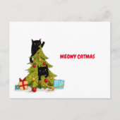 Meowy Catmas Black Funny Cats Weihnachts-Postkarte Postkarte (Vorderseite)