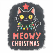 Meowy Catmas Cat Christmas Cute Kitten Cats Santa Aufkleber (Vorderseite)