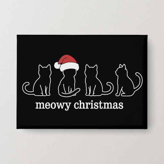 Meowy Catmas Cat Christmas Cute Kitten Cats Santa  Button (Vorderseite)