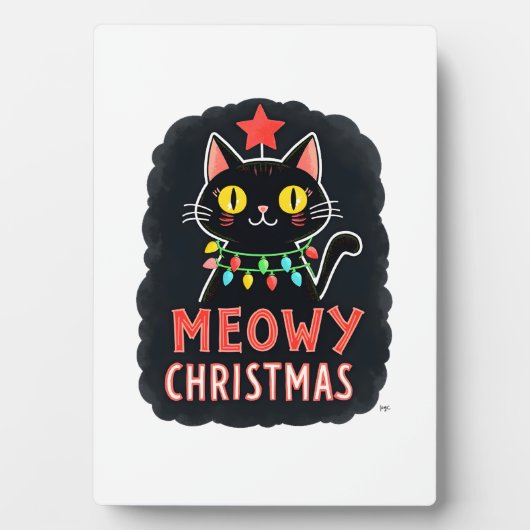 Meowy Catmas Cat Christmas Cute Kitten Cats Santa  Fotoplatte (Vorderseite)