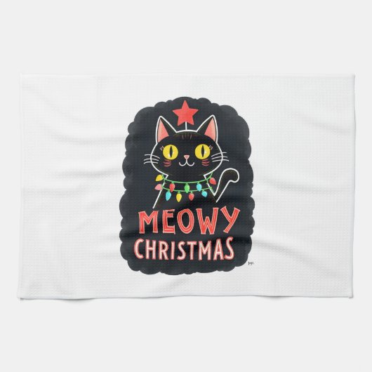 Meowy Catmas Cat Christmas Cute Kitten Cats Santa Geschirrtuch (Horizontal)