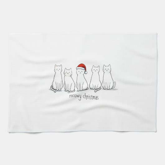 Meowy Catmas Cat Christmas Cute Kitten Cats Santa Geschirrtuch (Horizontal)