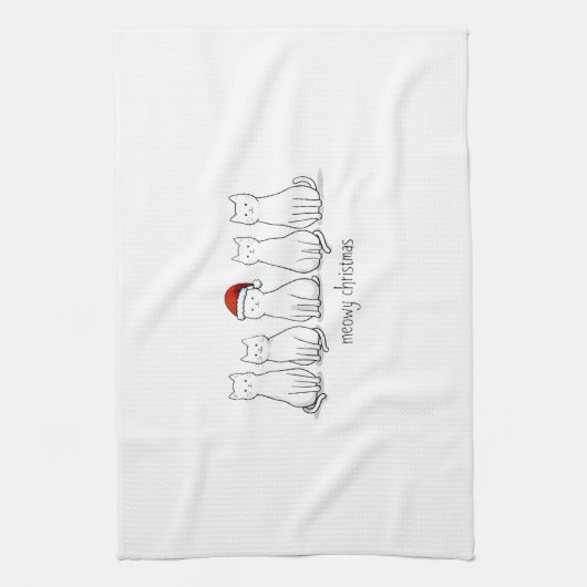 Meowy Catmas Cat Christmas Cute Kitten Cats Santa Geschirrtuch (Vertikal)