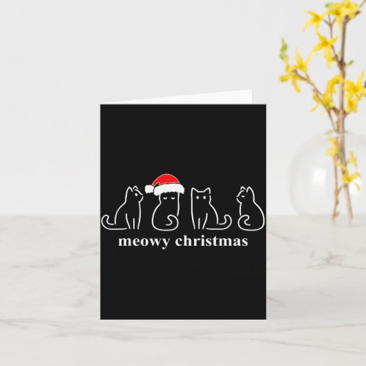 Meowy Catmas Cat Christmas Cute Kitten Cats Santa Karte (Gelbe Blume)
