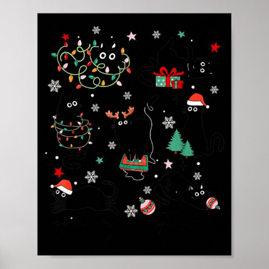 Meowy Catmas Cat Christmas Cute Kitten Cats Santa Poster (Vorne)