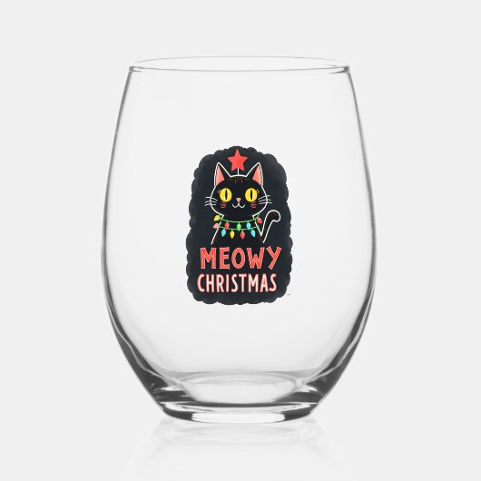 Meowy Catmas Cat Christmas Cute Kitten Cats Santa Weinglas Ohne Stiel (Vorderseite)