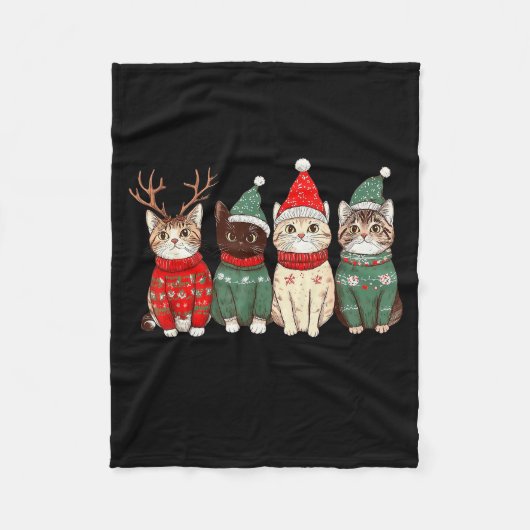 Meowy Catmas Cat Christmas Lights Xmas Pajamas Cat Fleecedecke (Vorderseite)