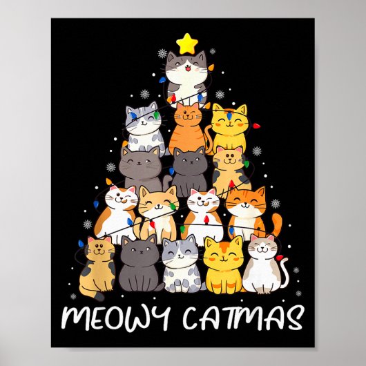 Meowy Catmas Cat Christmas Tree Merry Catmas Boys Poster (Vorne)