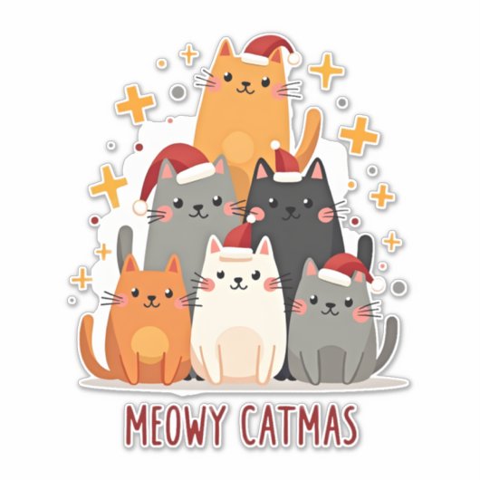 Meowy Catmas Cat Christmas Tree Xmas (1) Aufkleber (Vorderseite)
