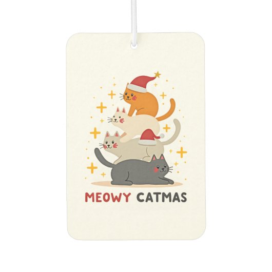 Meowy Catmas Cat Christmas Tree Xmas (2) Autolufterfrischer (Vorderseite)