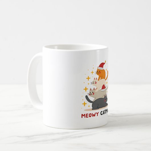 Meowy Catmas Cat Christmas Tree Xmas (2) Kaffeetasse (Vorderseite Links)