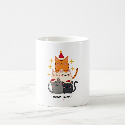 Meowy Catmas Cat Christmas Tree Xmas (3) Kaffeetasse (Mittel)