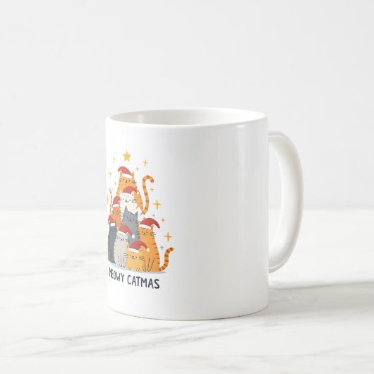 Meowy Catmas Cat Christmas Tree Xmas (4) Kaffeetasse (VorderseiteRechts)