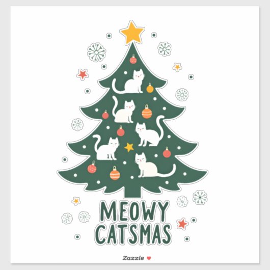 Meowy Catmas Cat Christmas Tree Xmas Funny Santa C Aufkleber (Blatt)