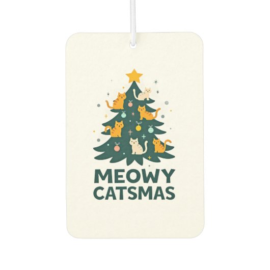 Meowy Catmas Cat Christmas Tree Xmas Funny Santa C Autolufterfrischer (Vorderseite)