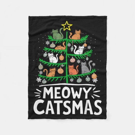 Meowy Catmas Cat Christmas Tree Xmas Funny Santa C Fleecedecke (Vorderseite)