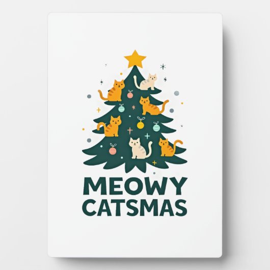 Meowy Catmas Cat Christmas Tree Xmas Funny Santa C Fotoplatte (Vorderseite)