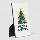 Meowy Catmas Cat Christmas Tree Xmas Funny Santa C Fotoplatte (Seite)
