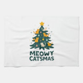 Meowy Catmas Cat Christmas Tree Xmas Funny Santa C Geschirrtuch (Horizontal)