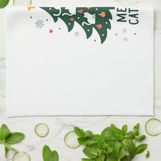 Meowy Catmas Cat Christmas Tree Xmas Funny Santa C Geschirrtuch (Gefaltet)