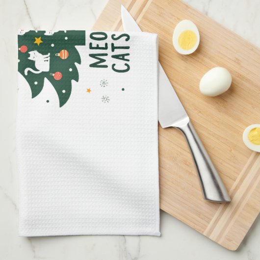 Meowy Catmas Cat Christmas Tree Xmas Funny Santa C Geschirrtuch (Viertel Falte)