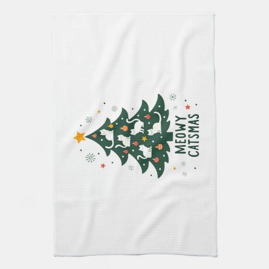 Meowy Catmas Cat Christmas Tree Xmas Funny Santa C Geschirrtuch (Vertikal)