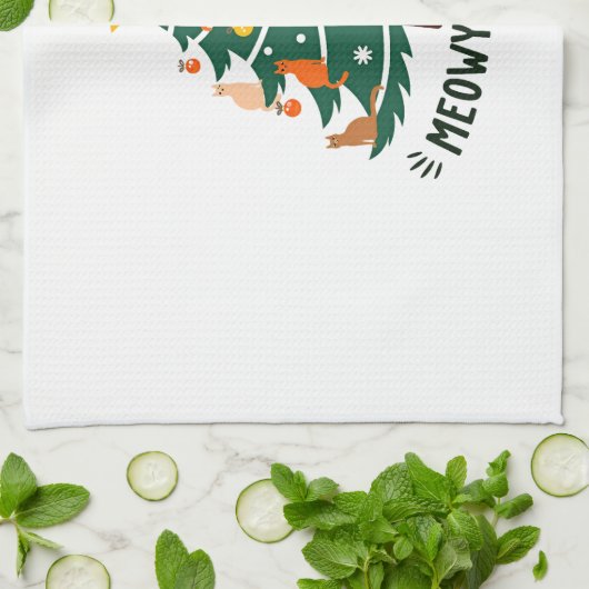 Meowy Catmas Cat Christmas Tree Xmas Funny Santa C Geschirrtuch (Gefaltet)