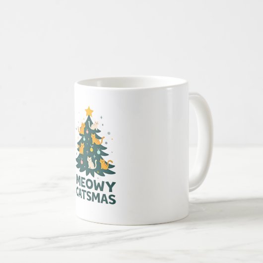 Meowy Catmas Cat Christmas Tree Xmas Funny Santa C Kaffeetasse (VorderseiteRechts)