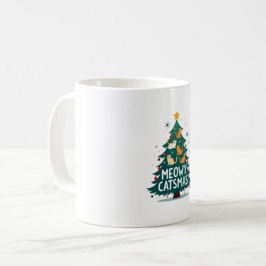 Meowy Catmas Cat Christmas Tree Xmas Funny Santa C Kaffeetasse (Vorderseite Links)
