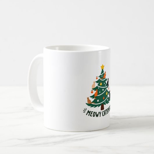 Meowy Catmas Cat Christmas Tree Xmas Funny Santa C Kaffeetasse (Vorderseite Links)