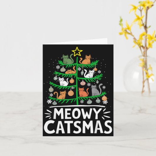 Meowy Catmas Cat Christmas Tree Xmas Funny Santa C Karte (Gelbe Blume)