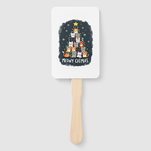 Meowy Catmas Cat Christmas Tree Xmas Girls Boys Fu Fächer (Vorderseite)