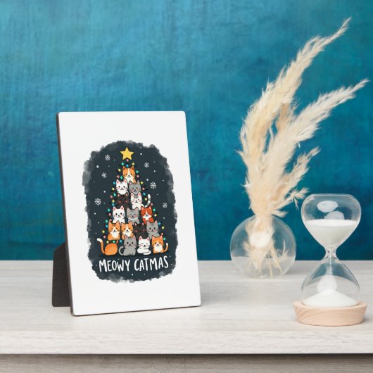 Meowy Catmas Cat Christmas Tree Xmas Girls Boys Fu Fotoplatte (Seite)