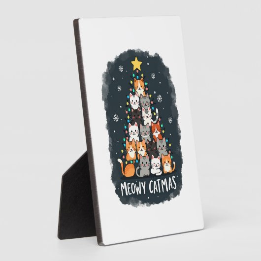 Meowy Catmas Cat Christmas Tree Xmas Girls Boys Fu Fotoplatte (Seite)