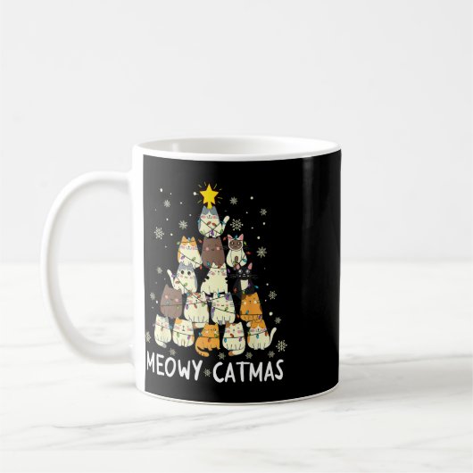 Meowy Catmas Cat Christmas Tree Xmas Girls Boys Fu Kaffeetasse (Links)