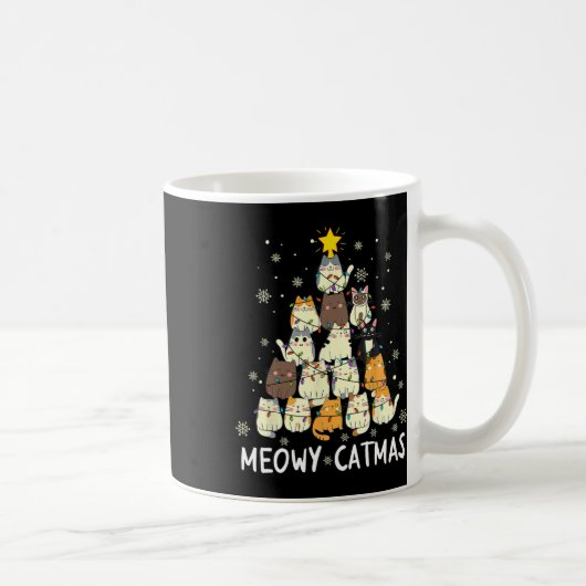 Meowy Catmas Cat Christmas Tree Xmas Girls Boys Fu Kaffeetasse (Rechts)