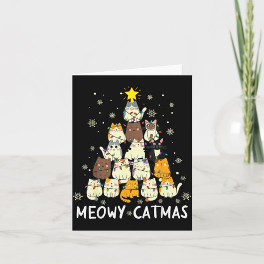 Meowy Catmas Cat Christmas Tree Xmas Girls Boys Fu Karte (Vorderseite)