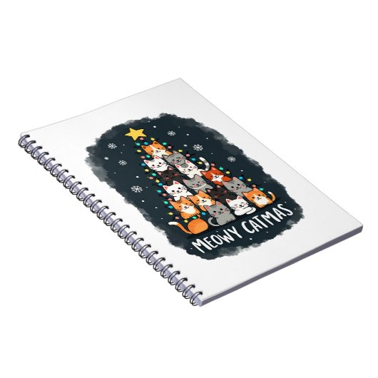 Meowy Catmas Cat Christmas Tree Xmas Girls Boys Fu Notizblock (Rechte Seite)
