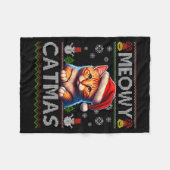 Meowy Catmas Cat Santa Christmas Kitten Xmas Ugly  Fleecedecke (Vorderseite (Horizontal))