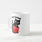 Meowy Catmas - Cat with Christmas ornament Kaffeetasse (Vorderseite Links)