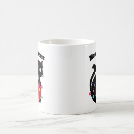Meowy Catmas - Cat with Christmas ornament Kaffeetasse (Mittel)