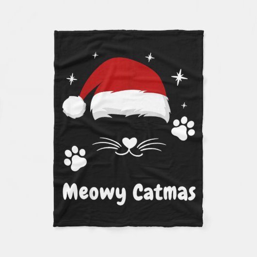 Meowy Catmas Cute Kitten Cats Santa Hat Christmas Fleecedecke (Vorderseite)