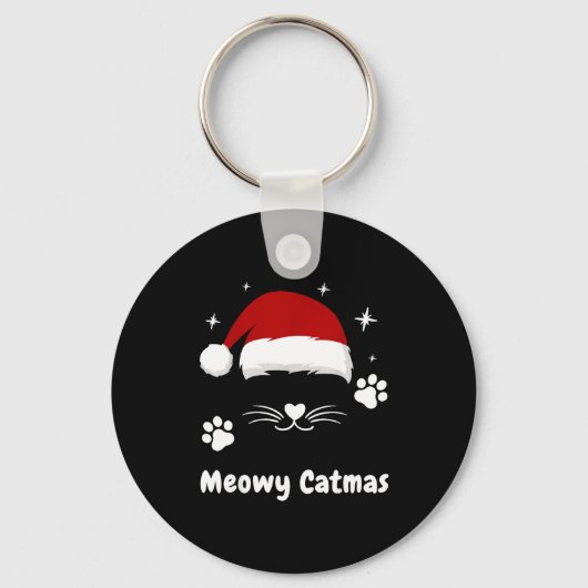 Meowy Catmas Cute Kitten Cats Santa Hat Christmas Schlüsselanhänger (Vorderseite)