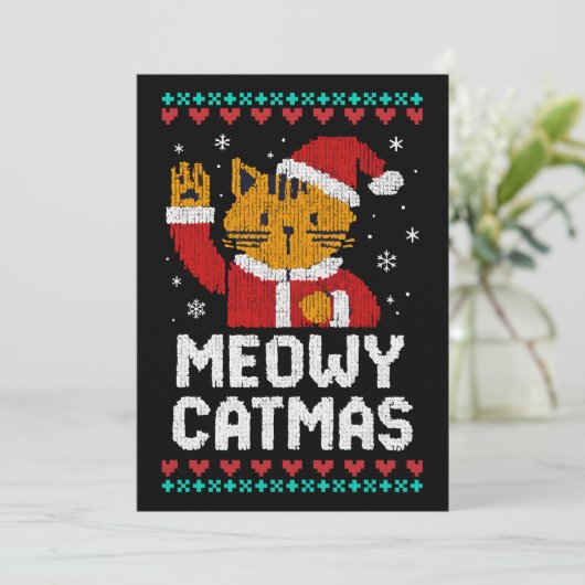 Meowy Catmas Einladung (Stehend Vorderseite)