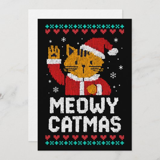 Meowy Catmas Einladung (Vorne/Hinten)