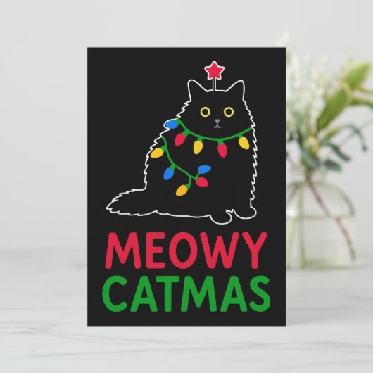 Meowy Catmas Einladung (Stehend Vorderseite)