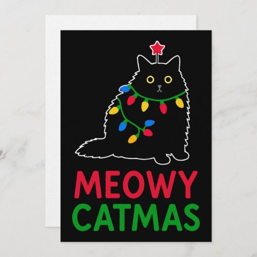 Meowy Catmas Einladung (Vorne/Hinten)