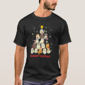 Meowy Catmas Funny Cat Weihnachtsbaum Weihnachtsba T-Shirt (Vorderseite)