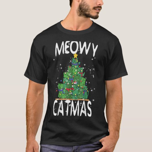 Meowy Catmas Funny Christmas Kat Tree Kinder Mädch T-Shirt (Vorderseite)