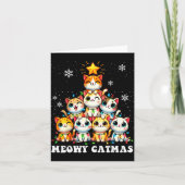 Meowy Catmas Funny Christmas Tree Lights Cute Cat Karte (Vorderseite)